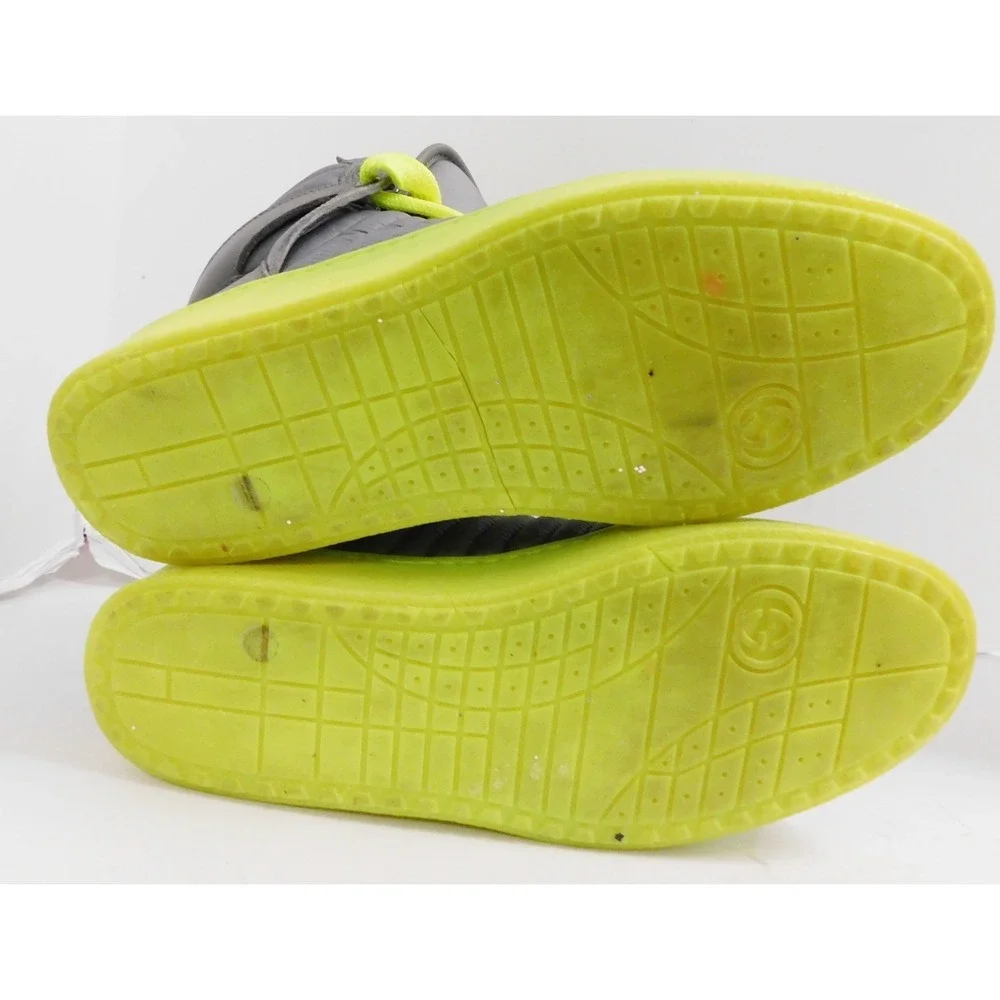 GUCCI Mens Hudson Quilted High Top Sneakers Gray Neon Green sz 41 G  US 8 appox